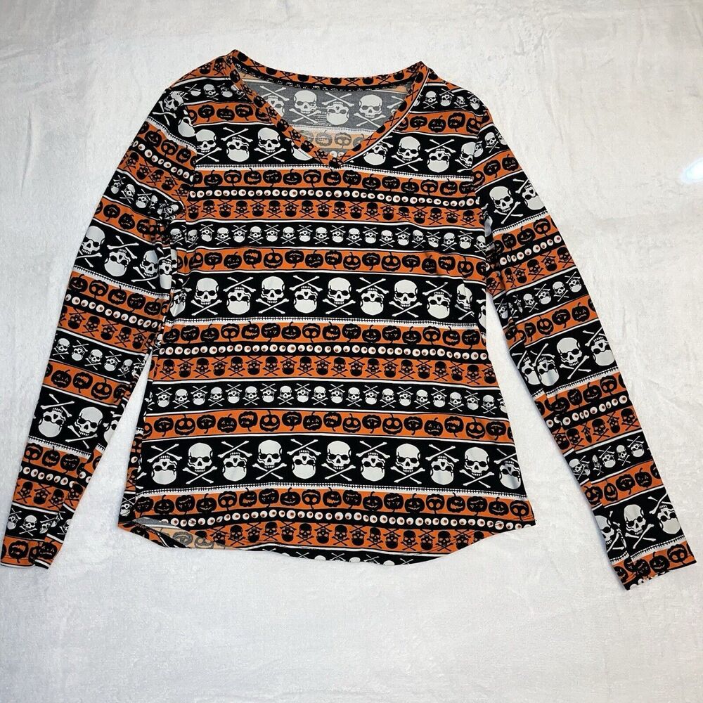 No‎ Boundaries Shirt Womens XL  Halloween Grunge Witchy Skull Pumpkin  Tee Shirt